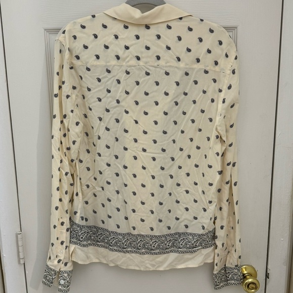 The Kooples Bandana Print Button Down Size XS Relaxed Fit Cream Black Patterned - Picture 5 of 5
